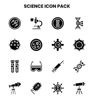Science Glyph Vector Icons Pack イラスト素材