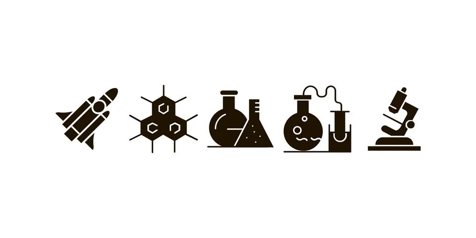 Science Icon Collection with rocket etc Stock Illustration