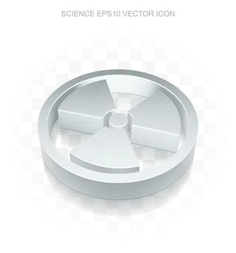 Science icon: Flat metallic 3d Radiation, transparent shadow, EPS 10 vector イラスト素材