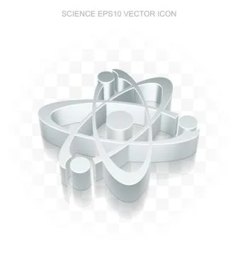 Science icon: Flat metallic 3d Molecule, transparent shadow, EPS 10 vector イラスト素材