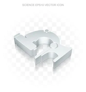 Science icon: Flat metallic 3d Microscope, transparent shadow, EPS 10 vector 스톡 일러스트