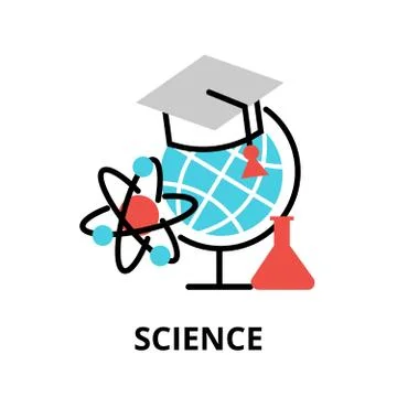 Science icon, flat thin line vector illustration Stock Illustration