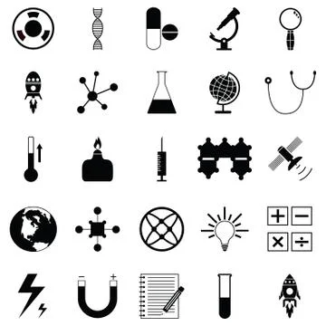 Science icon set Illustrazione stock