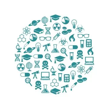 Science icons in circle Stock Illustration