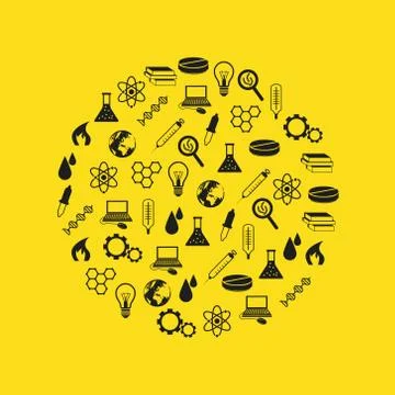 Science icons in circle Stock Illustration