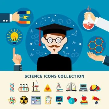 Science Icons Collection 库存插图