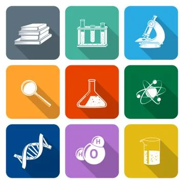 Science Icons Flat Set 스톡 일러스트