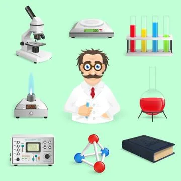 Science Icons Realistic Illustrazione stock