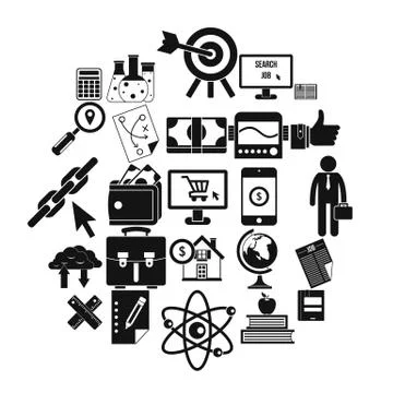 Science icons set, simple style Stock Illustration