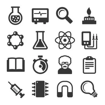 Science Icons Set on White Background. Vector 库存插图