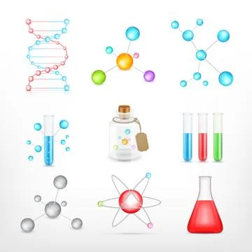 Science icons on white Stock Illustration