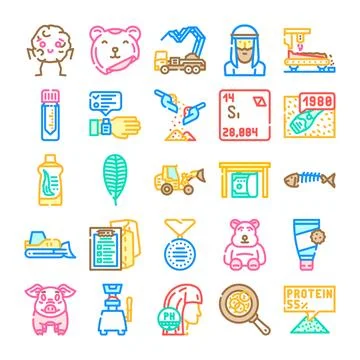 Science industrial processing chemistry and production icons Stock Illustration