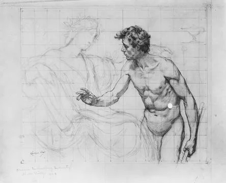 Science Instructing Industry: Nude Study Kenyon Cox American 1898 Cox creat.. Stock-Fotos