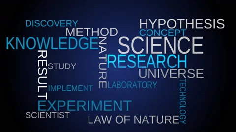 Science, knowledge tag word cloud - blue background Stock Footage 50090839