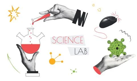 Science Lab Collage Concepts Illustrazione stock