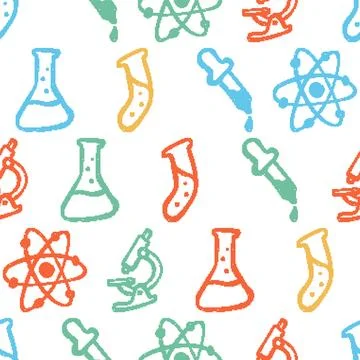 Science Lab Elements Dithered Seamless Pattern. Vector seamless pattern ill.. Stock Illustration