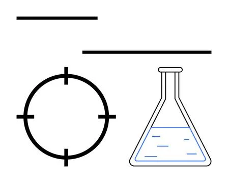 Science Lab Equipment and Target Symbol Highlighting Precision and Research Stock Illustration