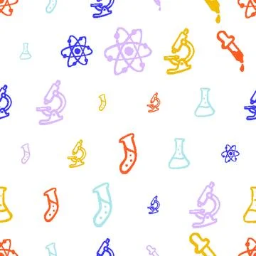 Science Lab Equipment Seamless Pattern. Vector seamless pattern illustration Stock Illustration