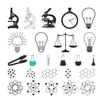 Science lab equipment Silhouette vector illustration, Science and Chemistry Stock Illustration