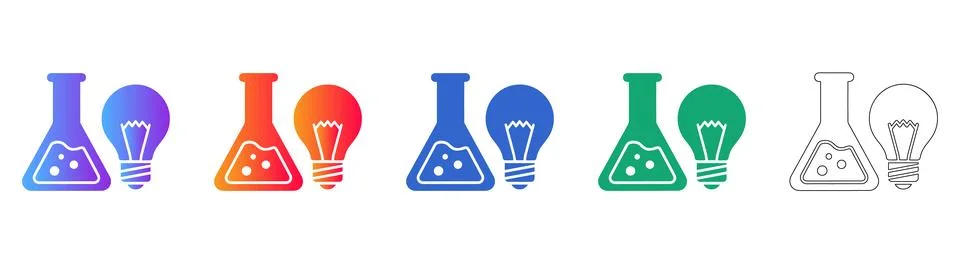Science Lab Experiment Icon Set Stock Illustration