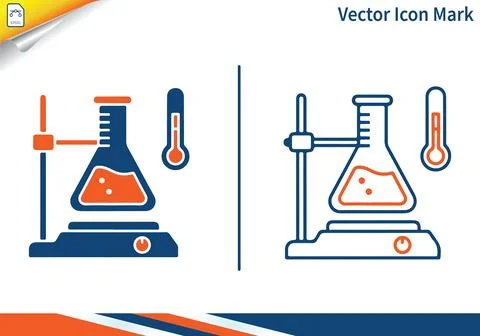 Science lab flask and thermometer icon mark vector illustration. Stock-Illustration