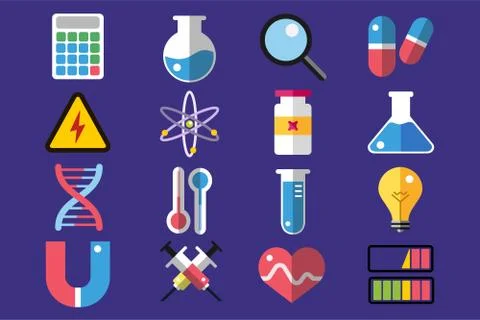 Science lab icons isolated vector set イラスト素材