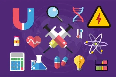 Science lab icons isolated vector set Stock Illustration