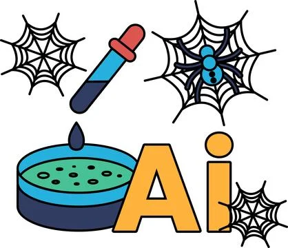 Science lab meets spooky spiders Stock Illustration