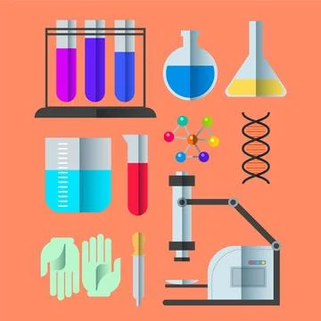 Science lab objects collection Illustrazione stock