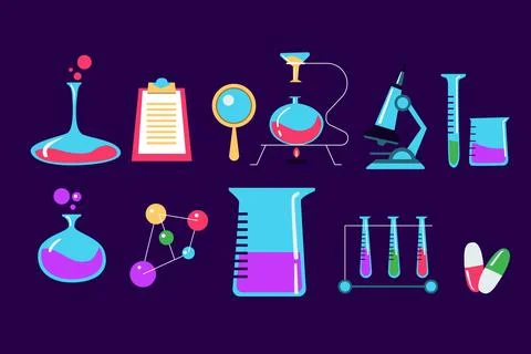 Science lab objects collection Illustrazione stock