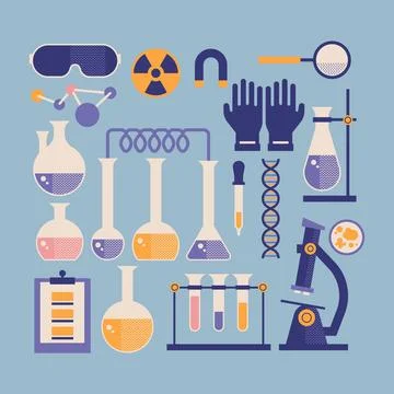 Science lab objects collection Illustrazione stock