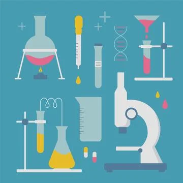 Science lab objects collection Illustrazione stock