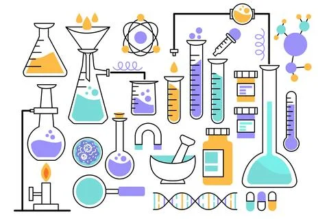 Science lab objects concept Illustrazione stock