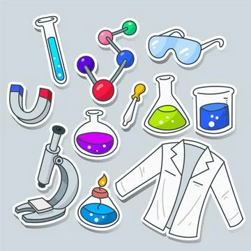 Science lab objects pack Illustrazione stock