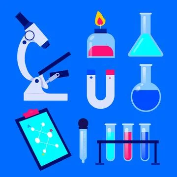 Science lab objects pack Illustrazione stock