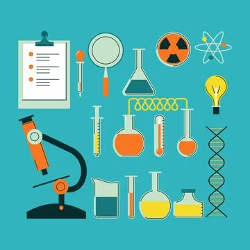 Science lab objects pack Illustrazione stock