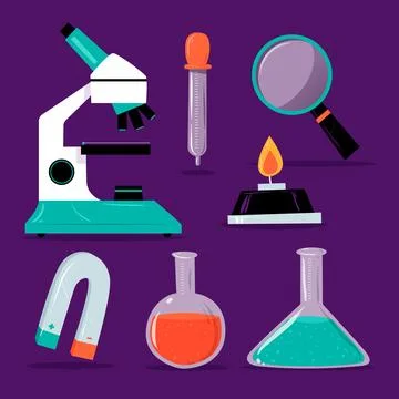 Science lab objects set Illustrazione stock
