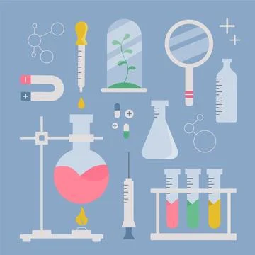 Science lab objects set Illustrazione stock