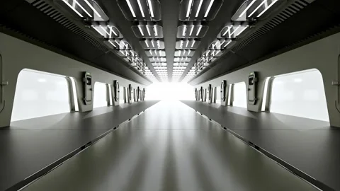 Science lab or sci-fi corridor. Science elements and innovation background. Stock Footage 302878738