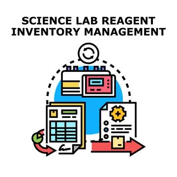 Science lab reagent inventory management process Stock Illustration