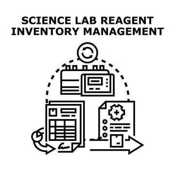 Science lab reagent inventory management process Stock Illustration