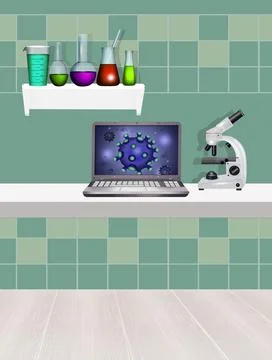Science lab studies the virus Stock Illustration