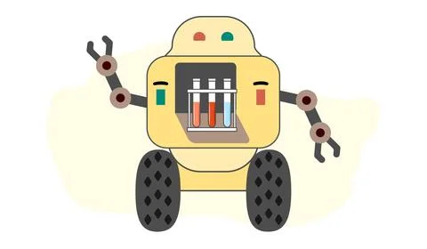 Science Lab Test Robot Medicine Automated Robotic Stock Illustration