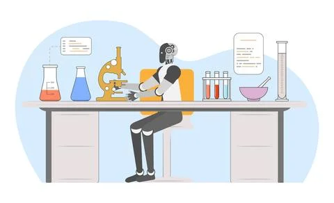 Science Lab Test Robot Medicine Automated Robotic Illustrazione stock