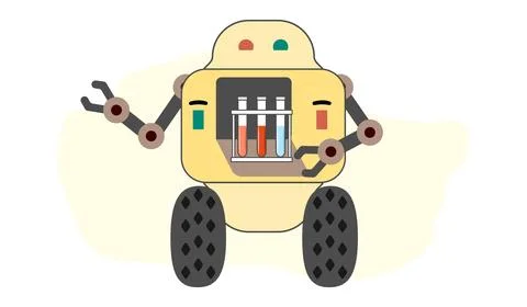 Science Lab Test Robot Medicine Automated Robotic Stock Illustration