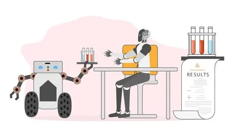 Science Lab Test Robot Medicine Automated Robotic Stock Illustration