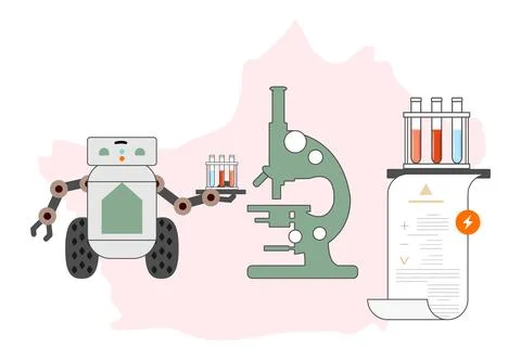 Science Lab Test Robot Medicine Automated Robotic Stock Illustration