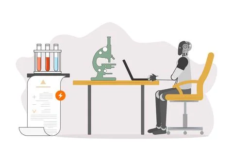 Science Lab Test Robot Medicine Automated Robotic Stock Illustration