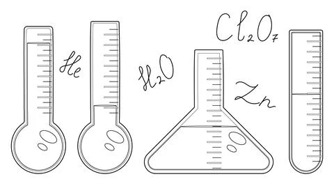 Science Lab Tools for Back to School Coloring Book Illustrazione stock