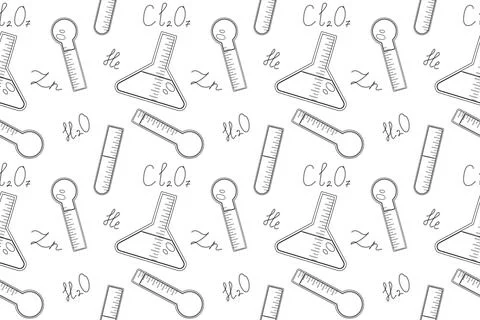 Science Lab Tools Coloring Page for Kids Stock Illustration